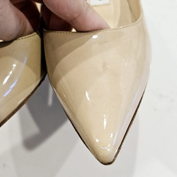 Jimmy Choo Nude Patent Kitten Heel Pumps - Picture 14 of 14